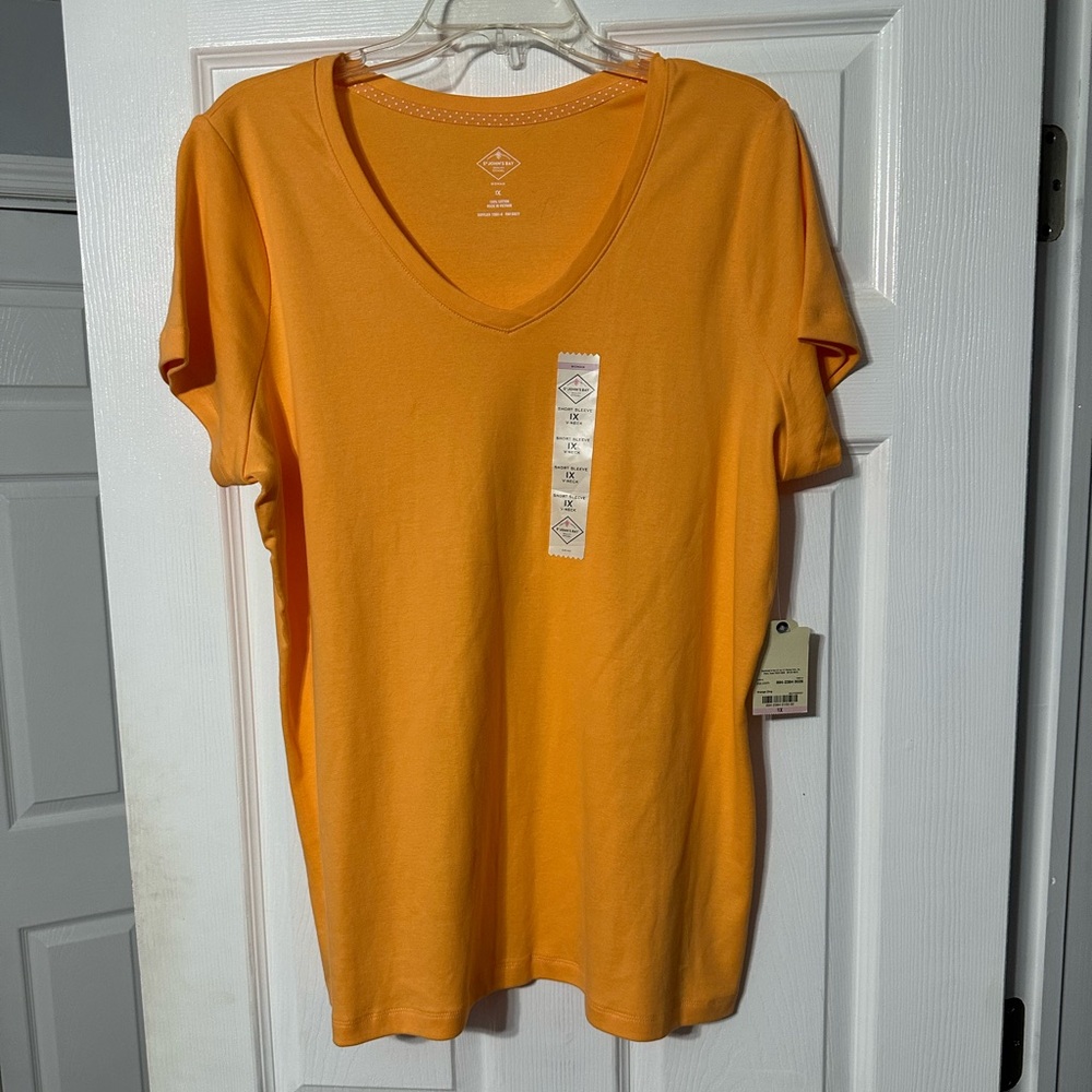 St. John's Bay Vibrant Short Sleeve V Neck Tee